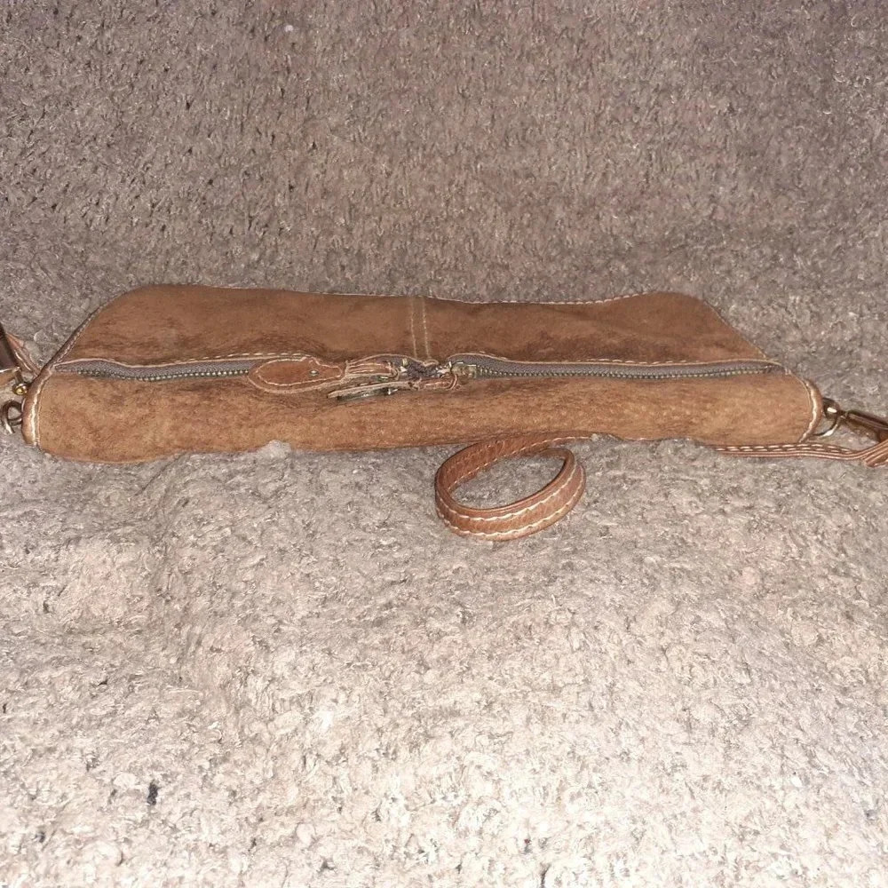 VINTAGE 1970'S-FANNY-BAG BRAND-Brown Suede Shoulder Bag-Very Good - Picture 8 of 8